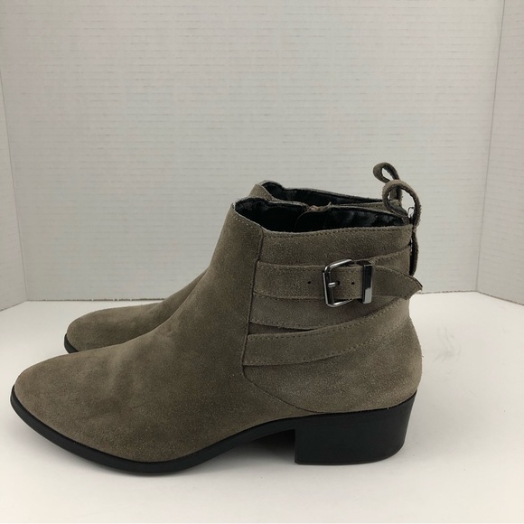 Sole Society Boots Women 9.5 Taupe HALA Ankle Leather Buckles Shoes - Picture 5 of 13